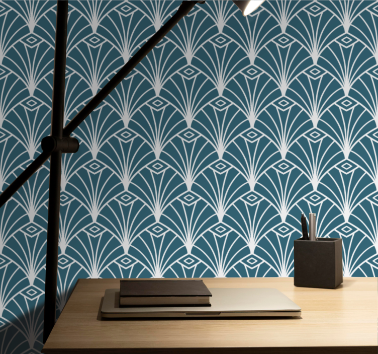 Modern art blue and white decor wallpaper - TenStickers