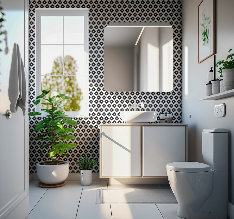Modern style bathroom wallpaper - TenStickers