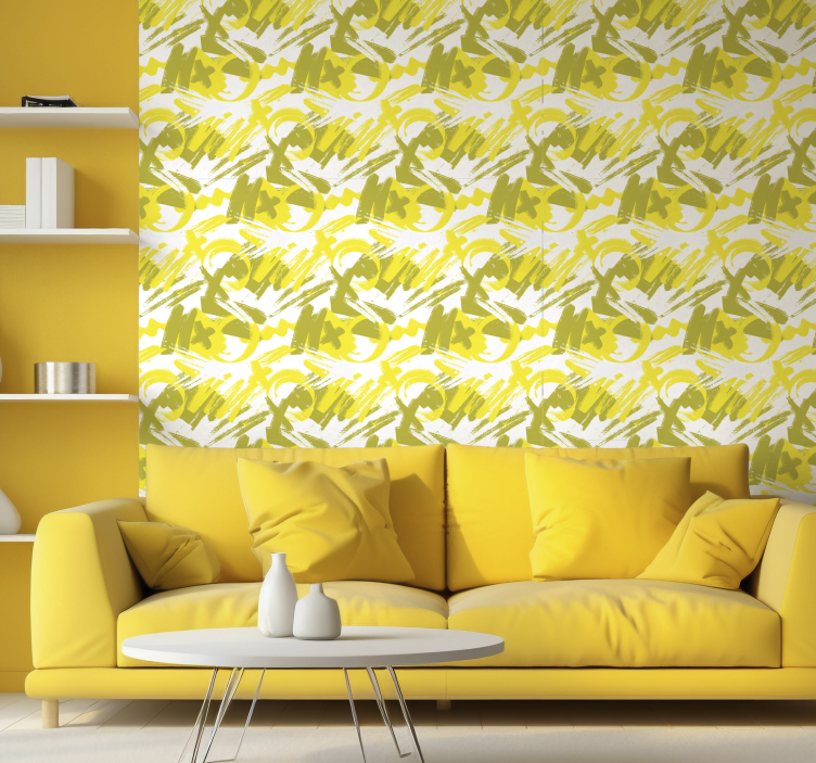 mondern paint brushes yellow Animal Wallpaper - TenStickers