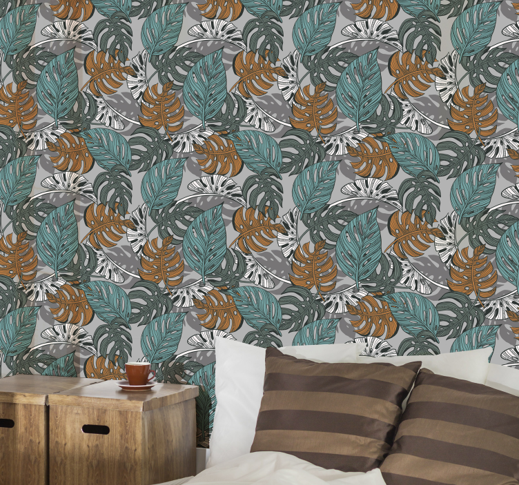 Monstera leaf Jungle Wallpaper - TenStickers