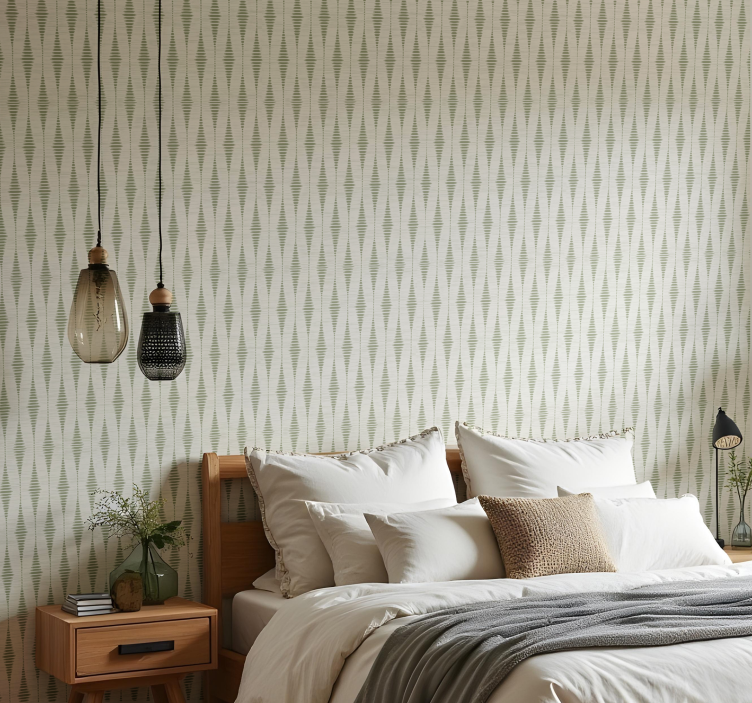 moss green rabaul ikat shapes wallpaper - TenStickers