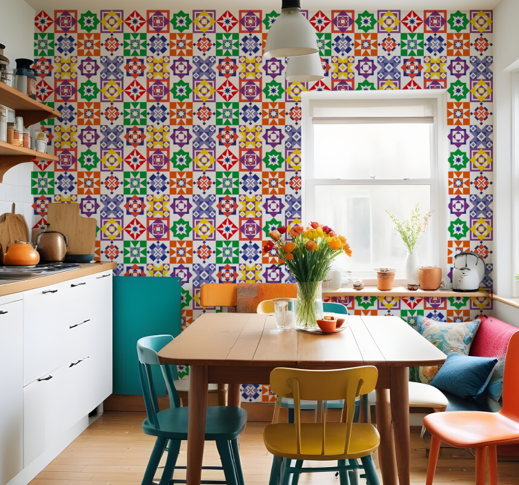 Multicolor design tile wallpaper - TenStickers