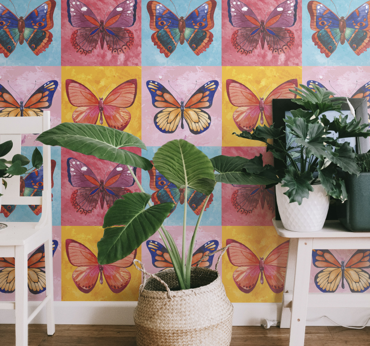 Multicolored butterflies Wallpaper - TenStickers