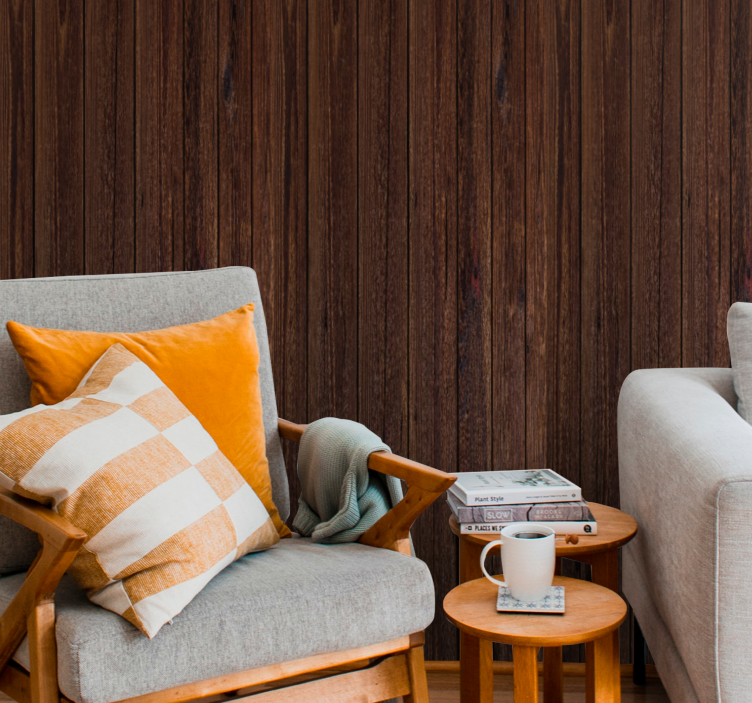 Natural dark brown wood wallpaper - TenStickers