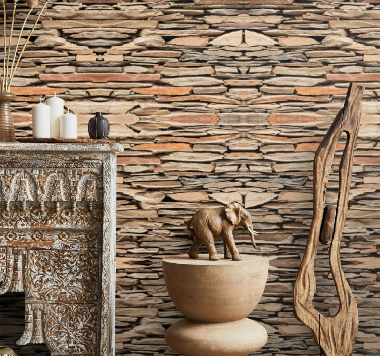 Stacked slate wall stone wallpaper - TenStickers