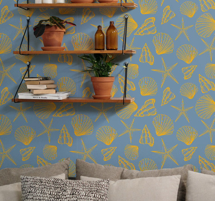 Nautical shell patterns customised wallpaper - TenStickers