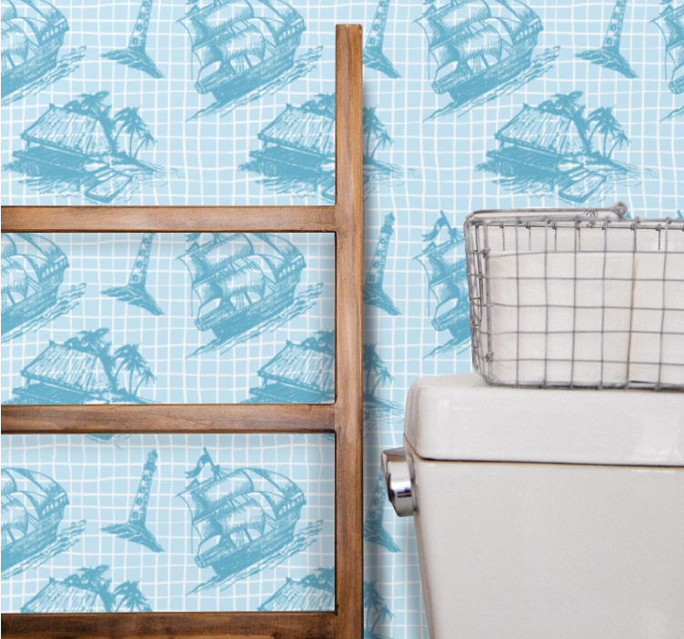 Nautical Sketches art wallpaper - TenStickers