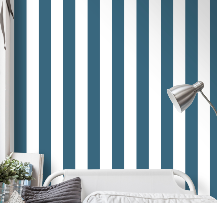 Navy vertical pattern striped wallpaper - TenStickers