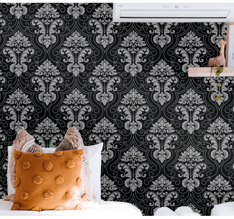 Neo barock black silver flowery wallpaper - TenStickers