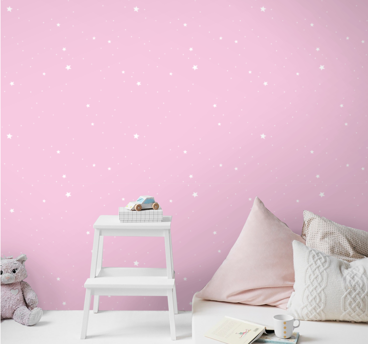 Night pink sky star wallpaper - TenStickers