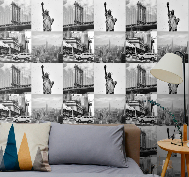 NYC grey collage  New York Wallpaper - TenStickers