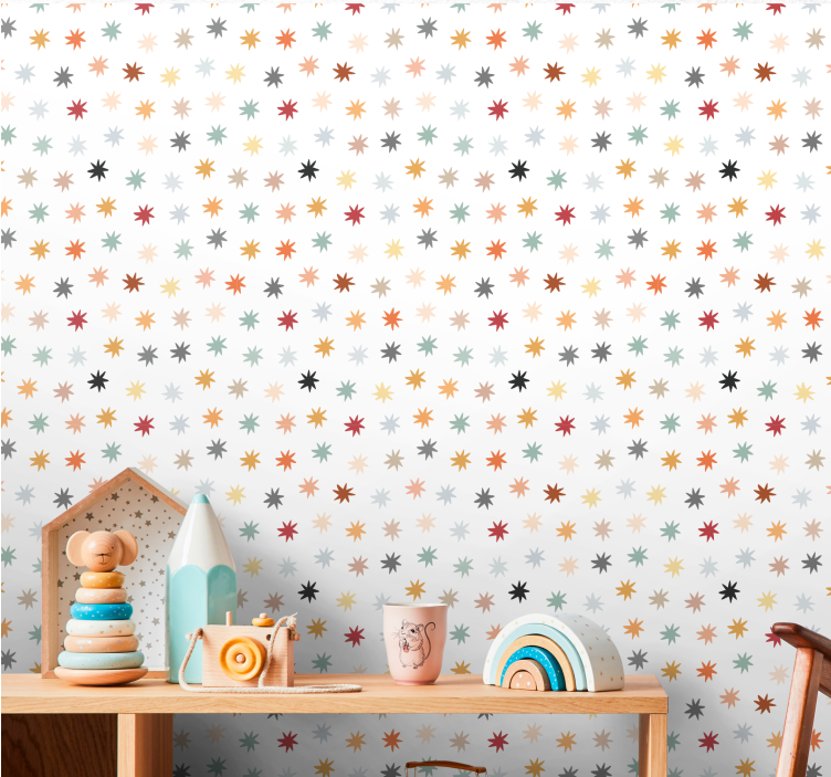 Orange and red stars Star Wallpaper - TenStickers