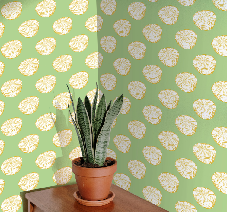 Ornamental Citrus Pattern kitchen wallpaper - TenStickers