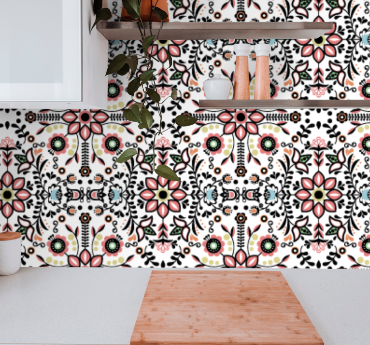 Ornamental Motif floral ornament wallpaper - TenStickers