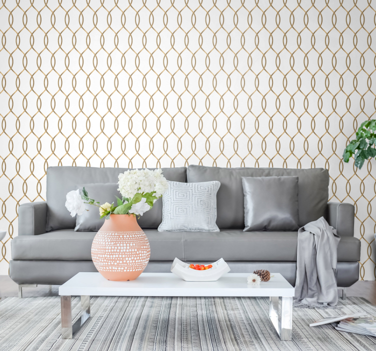Golden stripes ornamental shapes wallpaper - TenStickers