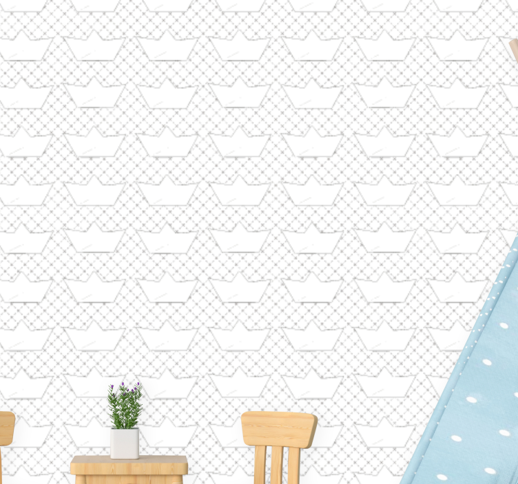 Paper boats pattern kids wallpaper - TenStickers