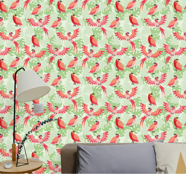 Parrot Pattern birds wallpaper - TenStickers