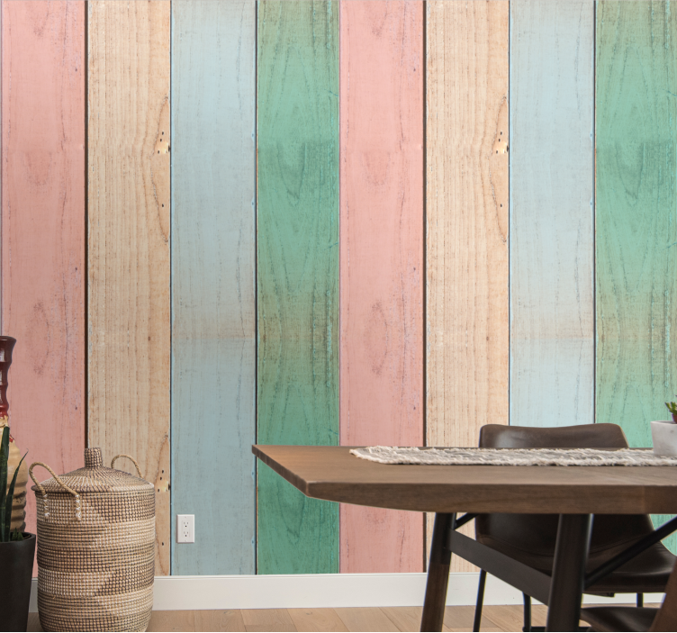 Pastel Plank Patterns wood wallpaper - TenStickers