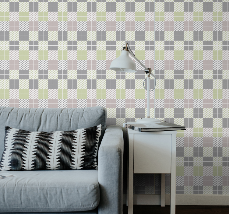 Pattern wallpaper nordic style squares - TenStickers