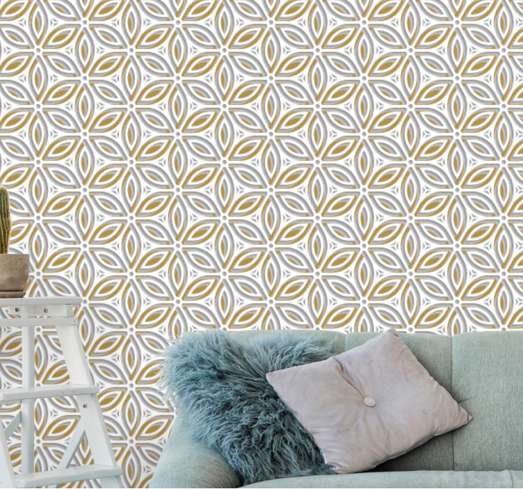 Patterned Floral Motif tile wallpaper - TenStickers