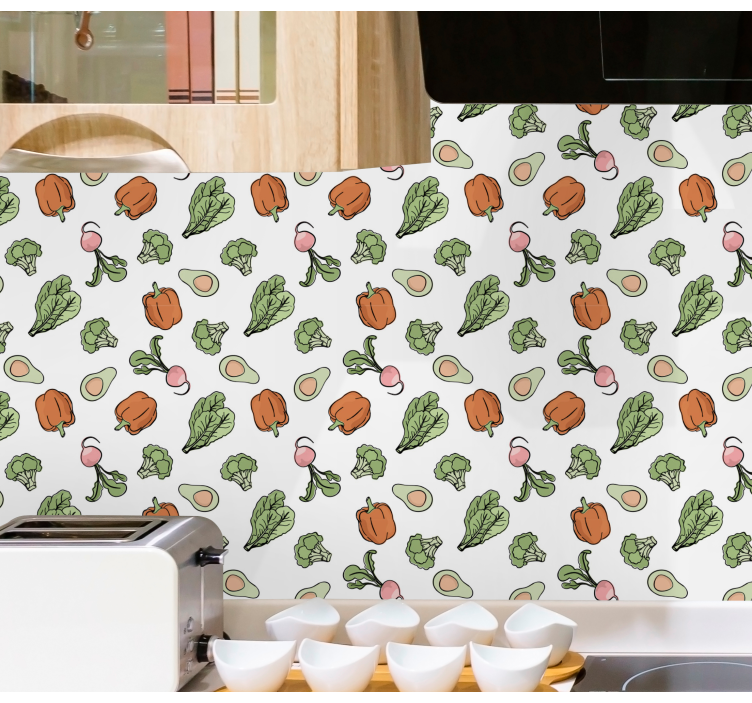 Pepper and avocados design kitchen wallpaper - TenStickers