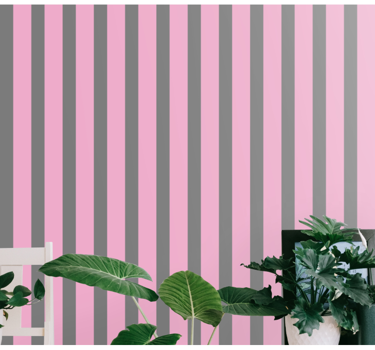 Pink and grey thick stripes vertical wallpaper - TenStickers