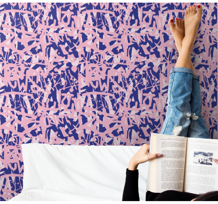 Pink and purple graffiti pattern Art Wallpaper - TenStickers