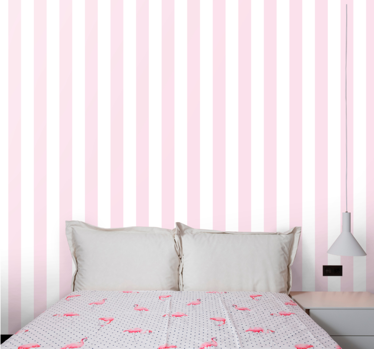 Pink and white minimalistic pattern striped wallpaper - TenStickers