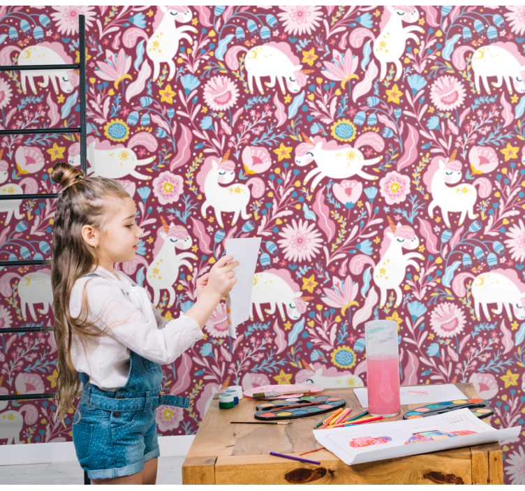 Playful Alpaca Motif animal wallpaper - TenStickers