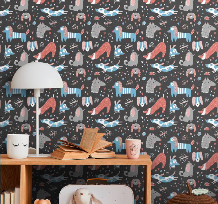 Playful Animal Motifs animal wallpaper - TenStickers
