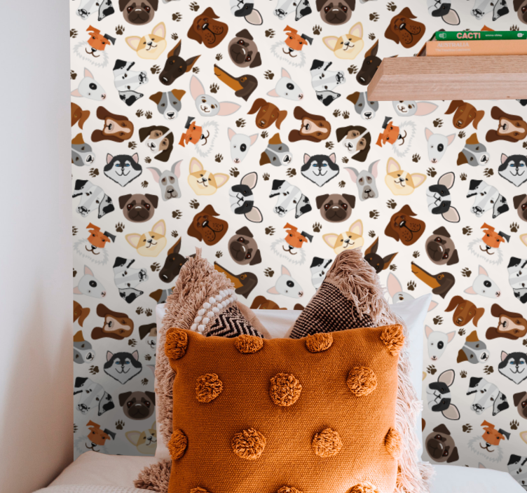 Playful Dog Illustrations dogs wallpaper - TenStickers