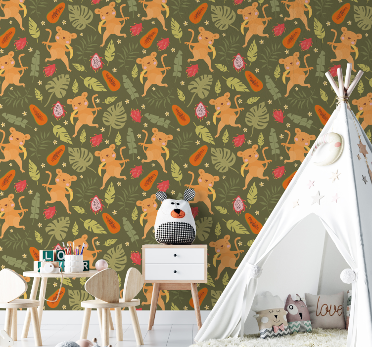 Playful Feline Motif cat wallpaper - TenStickers