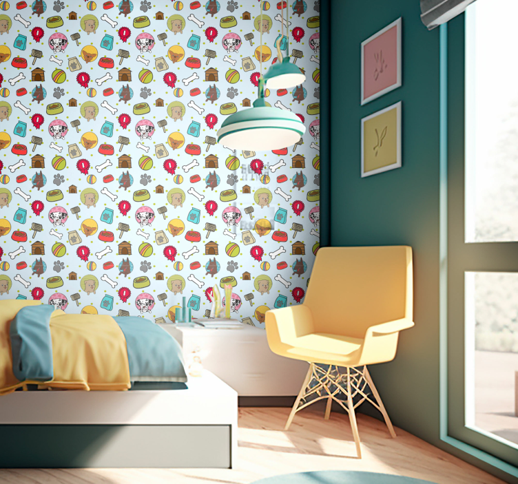 Playful Pup Motifs dogs wallpaper - TenStickers