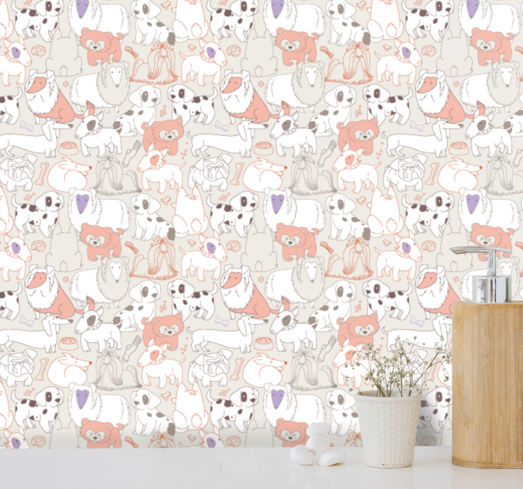 Playful Puppies Mural animal wallpaper - TenStickers