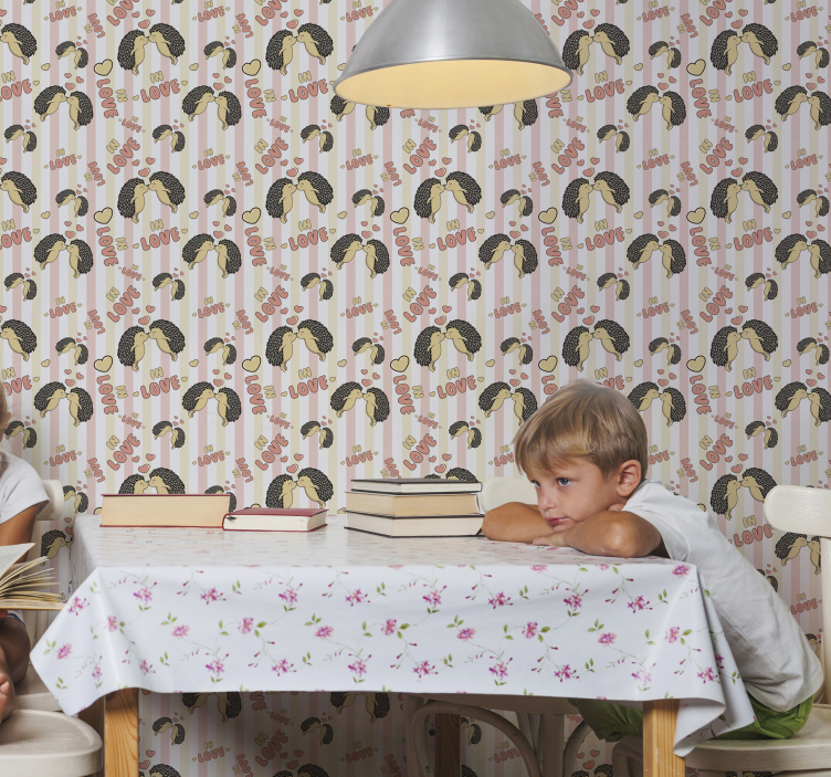 Porcupine in love Hedgehog wallpaper - TenStickers