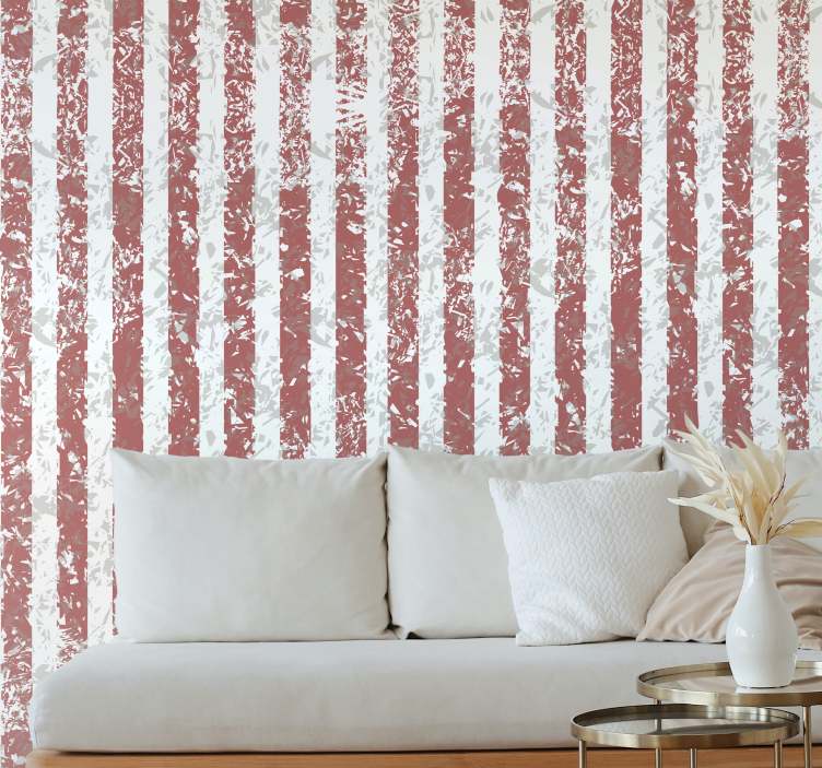 Red and dirty white stripes Vertical Wallpaper - TenStickers