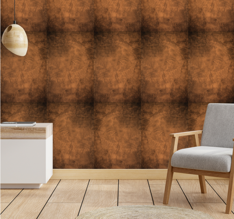 Retro rustic brown rectangle pattern wallpaper - TenStickers