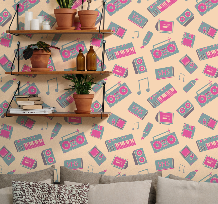 Retro Music Pattern vintage wallpaper - TenStickers