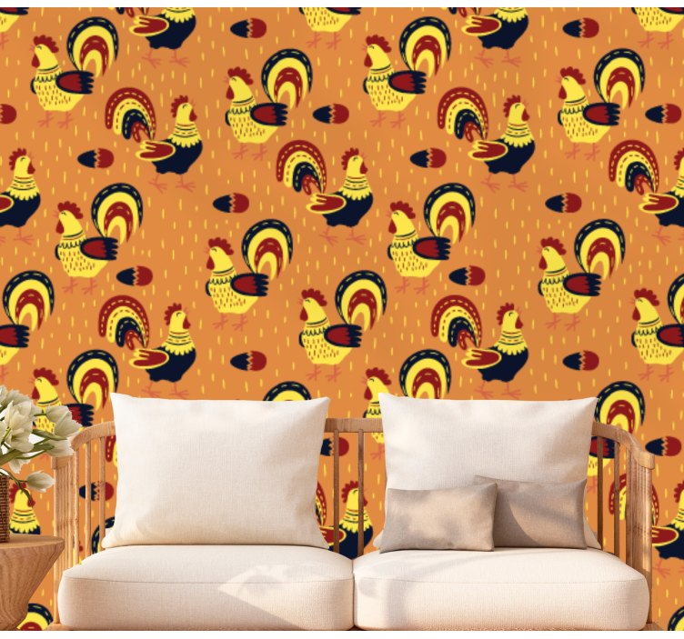Rooster Pattern animal wallpaper - TenStickers