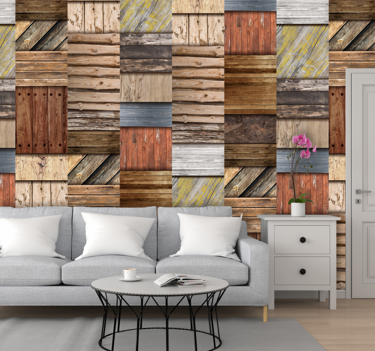 Rustic style living room wallpaper - TenStickers