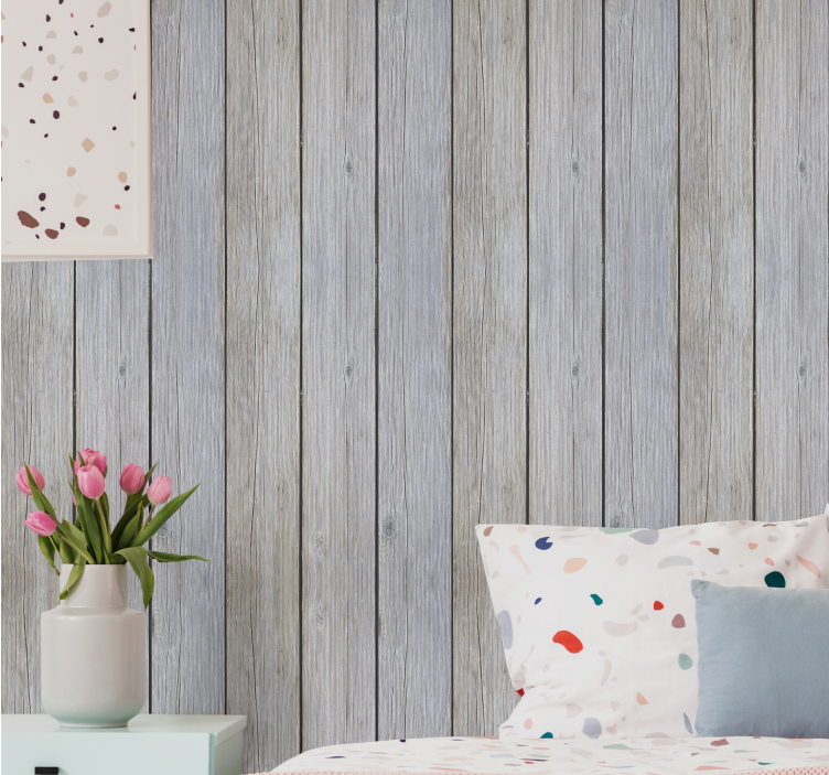 Rustic grey panels motif wood wallpaper - TenStickers