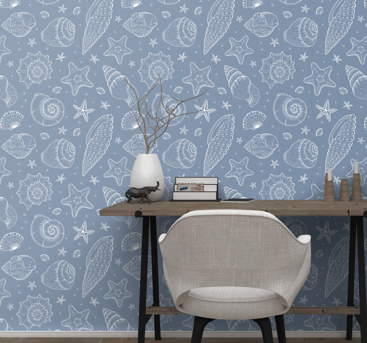 Sea Shell Motifs fish wallpaper - TenStickers