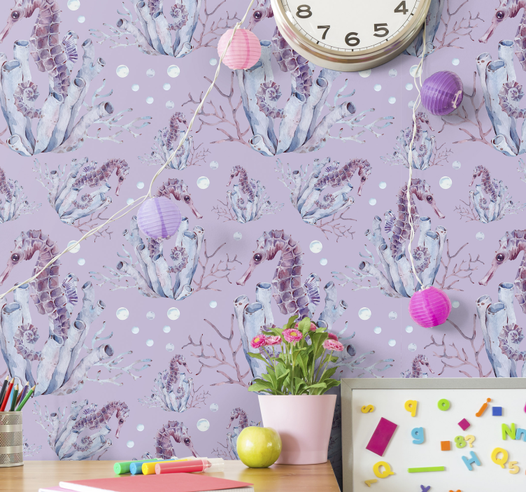 Seahorse Illustration animal wallpaper - TenStickers