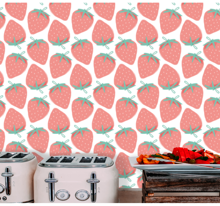 Seamless strawberry pastel Kitchen Wallpaper - TenStickers