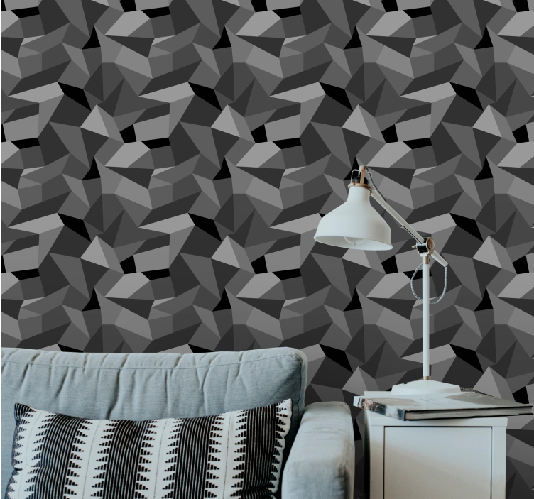 Sharp gray shapes geometric wallpaper - TenStickers