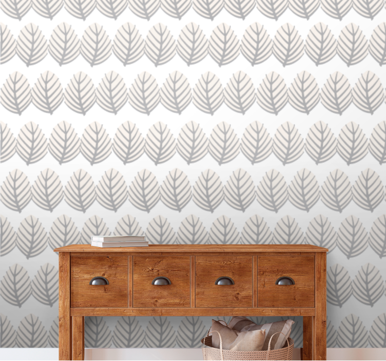 Simple gray pattern leaf wallpaper - TenStickers