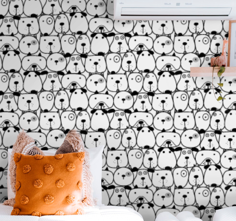 Sketched Felines dogs wallpaper - TenStickers