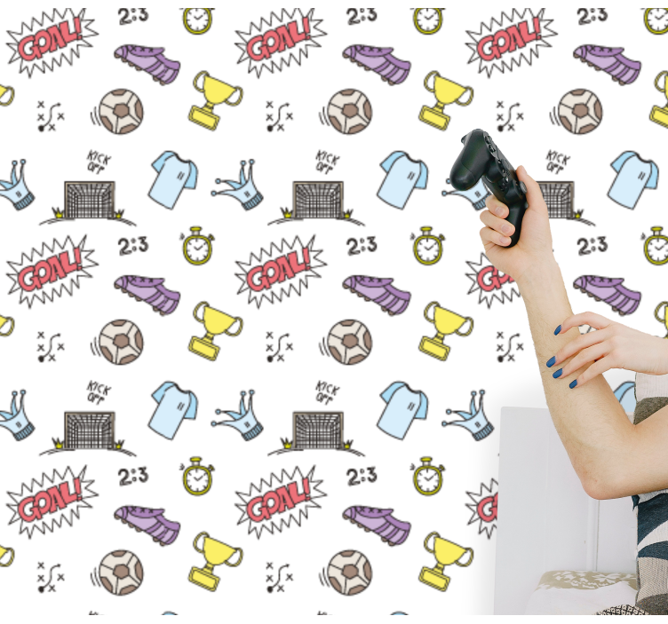 Soccer accolades pattern Teen Bedroom Wallpaper - TenStickers