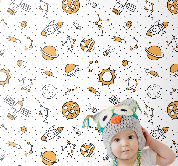 Space and rockets children wallpaper - TenStickers