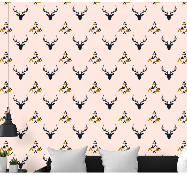 Stag Silhouette Pattern animal wallpaper - TenStickers